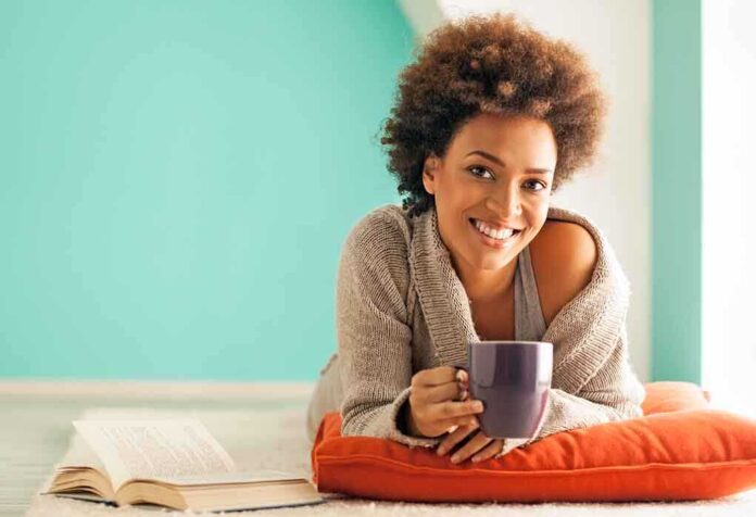 woman on cushion