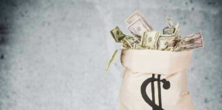 Bag of money with dollar sign.