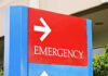 Emergency sign with arrow pointing right.