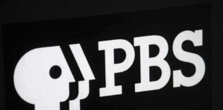 PBS logo displayed in white on a black background