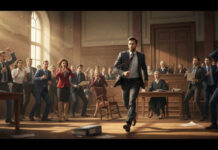 Create a featured image for the article titled: TOP Elite Lawyer Bolts From Bloodbath Case Create a realistic, image of the