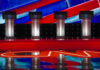 Endorsement Power Tested in Primaries Four debate podiums on a CNN stage background.