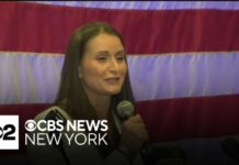 Cait Conley addresses supporters after winning NY-17 Democratic primary