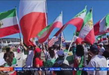 FIFA Flag Ban Sparks Double-Standard Outcry at Iran Protest Iranian Americans protest World Cup match in Los Angeles