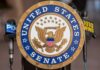 Senate Protest Funding Allegations Lack Clear Paper Trail Official seal of the United States Senate with microphones in the background
