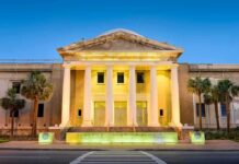 Federal Agent Accused in Violent Hazing That Nearly Killed Two Supreme Court building with illuminated columns at dusk