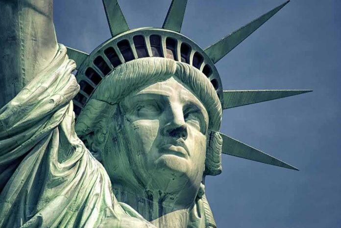 Statue of Liberty close-up with crown and face