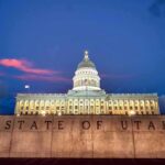 Overreach: Republicans on Warning Watch Utah State Capitol building at dusk with illuminated dome